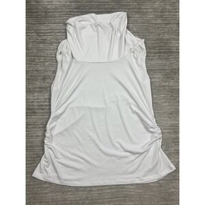 Nue Options Top Womens Petite Large White‎ Cowl Sleeveless Polyester Blend